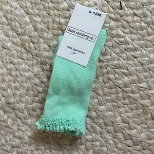 New little stocking co baby girl socks crochet lace trim mint green pastel